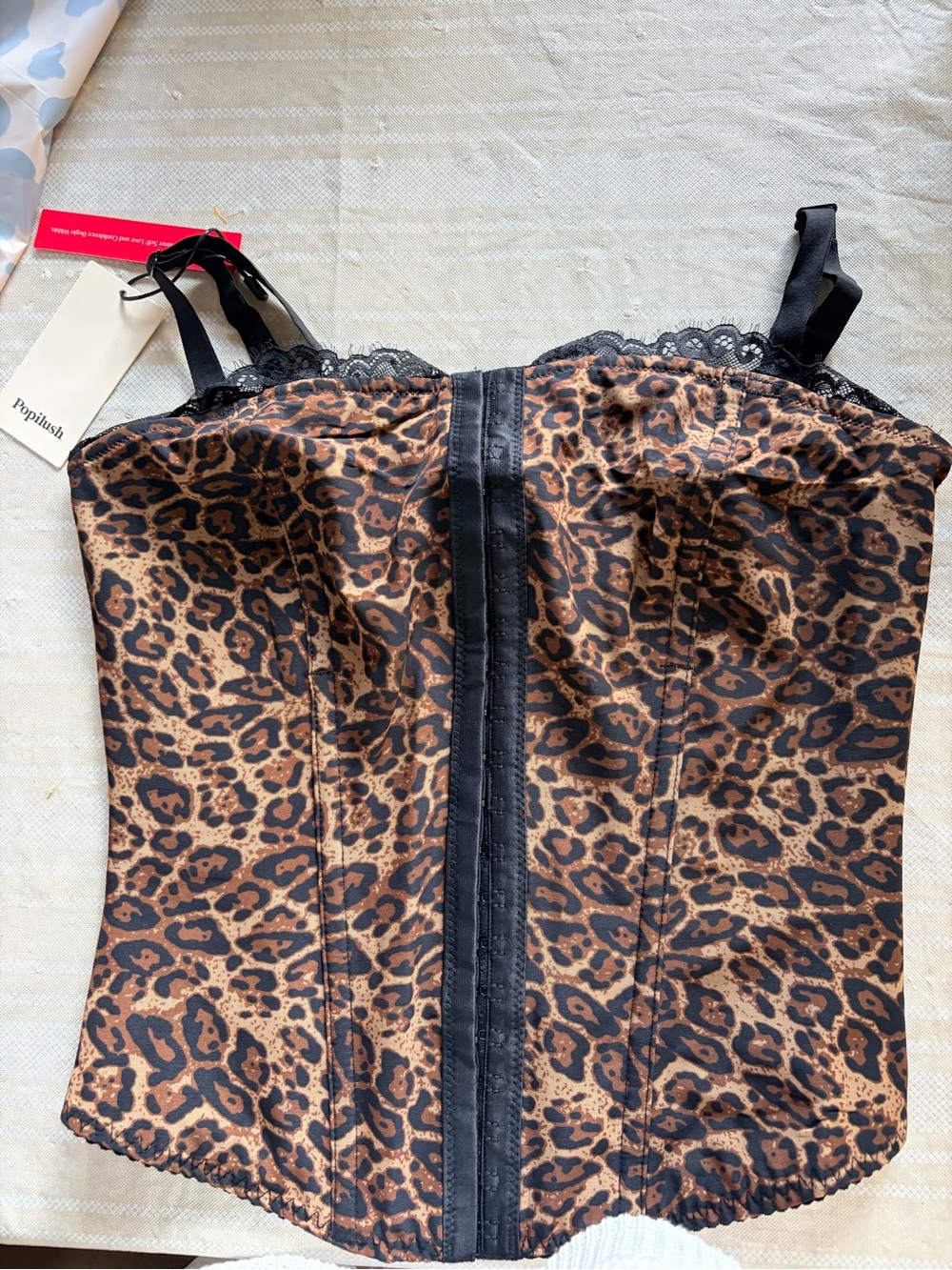 Leopard Print Corset Bodysuit - Brown/Black
